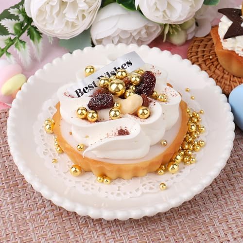 Gold Pearl Sprinkles for Cake Decorating, 11.3 Oz Edible Pearls Sugar Large Capacity 4 Jars Set for Baking Cookie Ice Cream Cupcake Topping