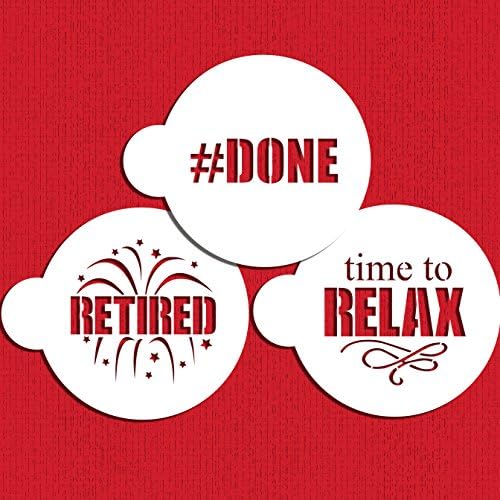Retired Cookie Stencil Set | Retirement Gifts for Men Women | Retirement Party Decorations | Retirement Decorations for Coworker, Boss, Teachers, Nurses, Friends | C1016 by Designer Stencils