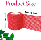 3 Pack 2 Inches Self Adhesive Bandage Wrap Vet Wrap for Pets, Stretch Self Adherent Tape Cohesive Wrap for Athletic, Sports, Wrist and Ankle(Red)