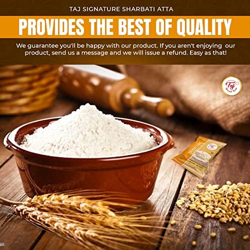 TAJ Signature Sharbati Atta 20-Pounds (Chakki Atta - Stone Ground), 100% Whole Wheat Flour, Chappati Flour