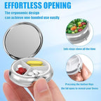 Cactus Pill Case, Pill Box 3 Compartments Metal Small Pill Holder with Mirror Mini Travel Pill Container for Purse Pocket Women Men