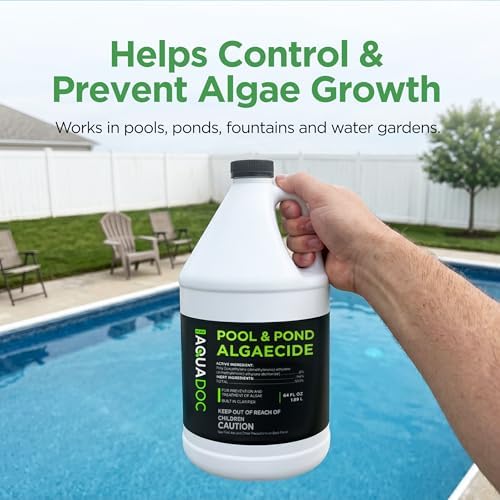 AquaDoc Liquid Algaecide for Swimming Pools and Ponds - 64 oz - Non-Metallic Formula for Algae Control with Built in Clarifier for Pools, Ponds and Fountains - Made in USA