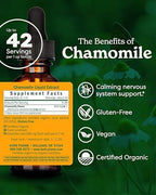 Herb Pharm Chamomile Liquid Extract: USDA Organic | Calming Nervous System Support, Stress Support Chamomile Supplement | Fast-Absorbing & Sugar-Free, Made with Organic Chamomile Flowers, 1 oz*