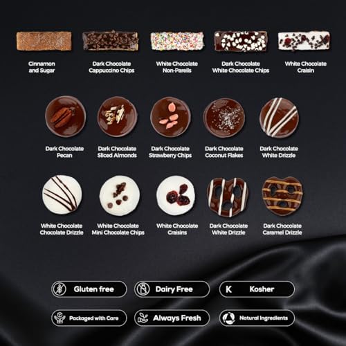 Gluten Free Palace Assorted Biscotti, Cookies & Pretzels Gift Box – Premium Gluten Free Mother's Day Cookies Gift Basket – Elegant Chocolate Treat Basket for Mom, Men, Women, Friends, & Family (15 Flavors)