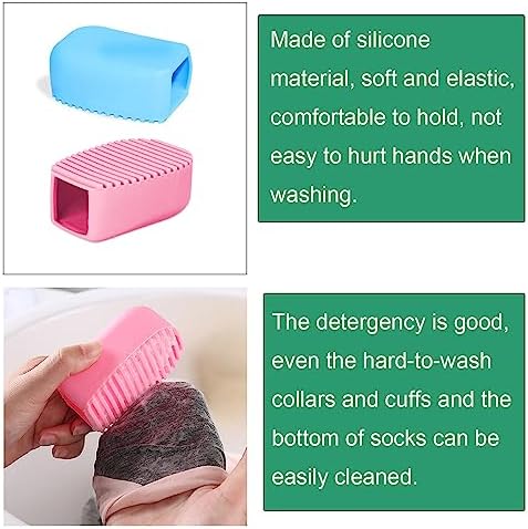 2 Pack Laundry Stain Remover Brush Small Washboard Portable Silicone Mini Wash Board Handheld Hand Washing Brush Detail Cleaning Scrub for Collar Cuff Fabric Spot Delicates Clothing Travel