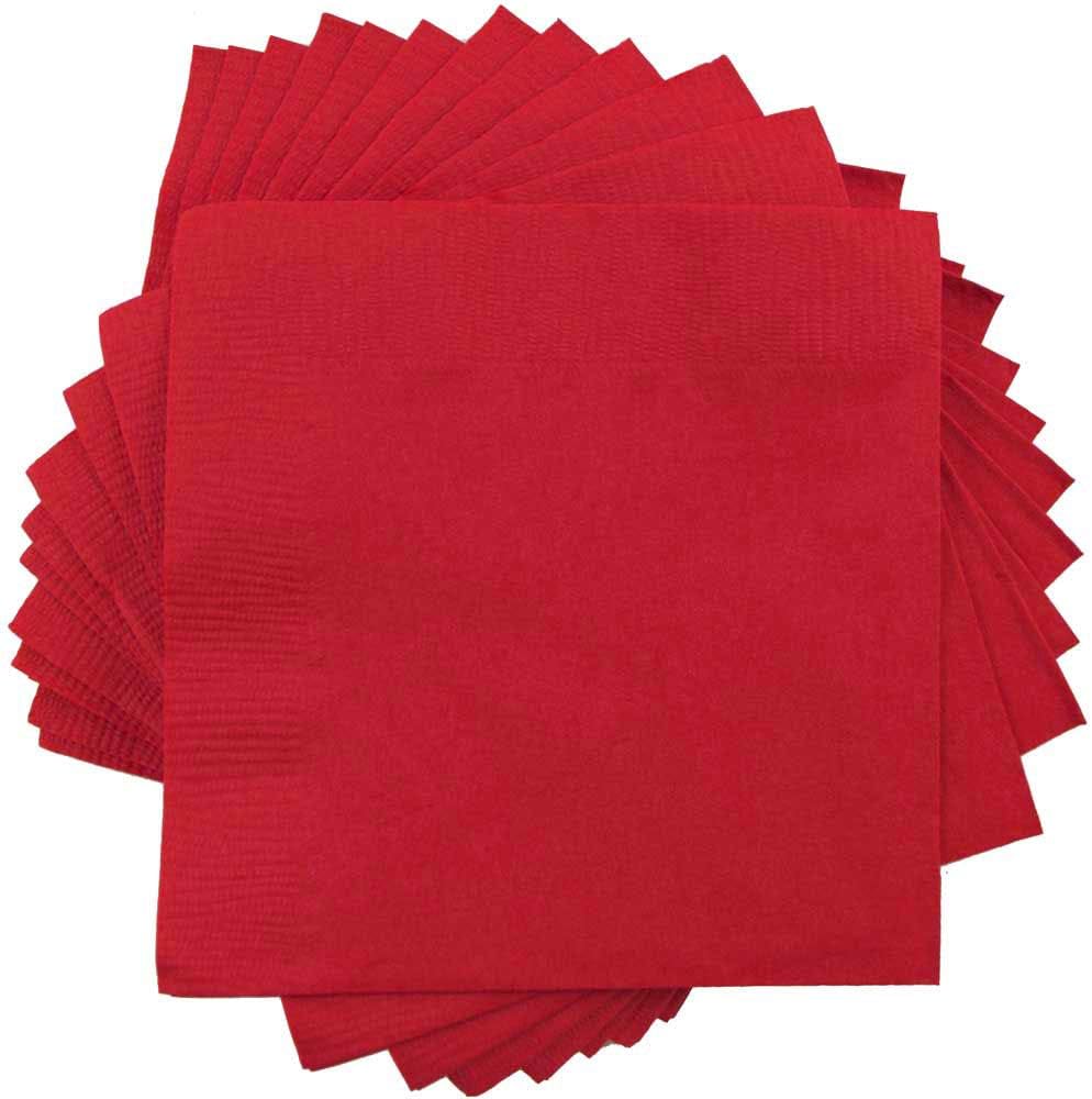 JAM PAPER Small Beverage Napkins - 5 x 5 - Red - 50/Pack