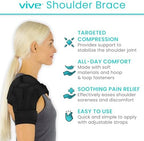 Vive Shoulder Brace for Women & Men - Injury Recovery Compression Support Sleeve - for Rotator Cuff Injuries, Arthritis, Sprain, Dislocation, PT - Targeted Inflammation Pain Relief (Black, Medium)