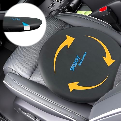 Sojoy iGelComfort Deluxe Gel Swivel Seat Cushion with Supportive Memory Foam 360 Degrees Rotating Seat Cushion for Home,Stool Chair,Office，13.5 Inches in Diameter Black