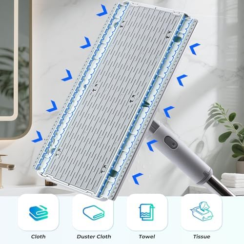 Snap on Grip Mini Mop, No-Touch Lazy Mop, Touch-Free Cloth Attachment, Secure Cleaning Pad Grip, Compact Design, Disposable Dust Mop for House Wall,Bathroom, Windows, Corners 6 Cloth
