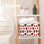Ladybug Storage Bins with Handles, Lady Bug Gifts for Women Men, Cute Red Ladybug Insect Collapsible Laundry Basket Storage Box for Home Bedroom Bathroom Clothes Toys Books