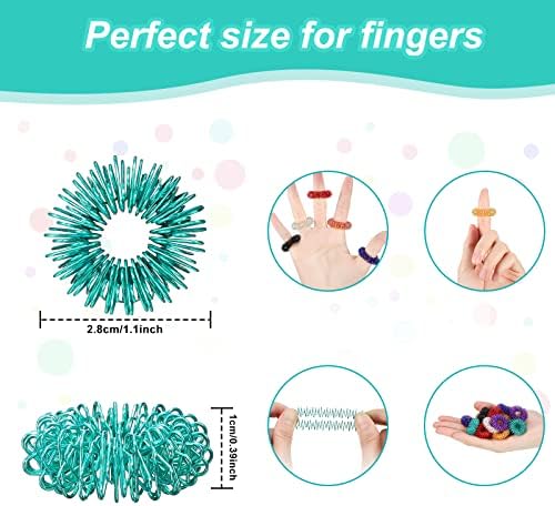 200 Pcs Acupressure Rings Fidget Spiky Sensory Finger Massager Ring Stress Relief Fidget Sensory Toys Anxiety Relief Toys Stress Reducer for Men, Women(Classic Color)