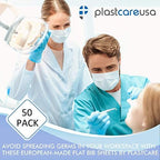 PlastCare USA Disposable Dental Bibs 13"x18" - 3 Ply Waterproof Tattoo Bib Sheet for Patients - Dentist or Medical Tray Cover and Nail Table Cover Supplies, Blue