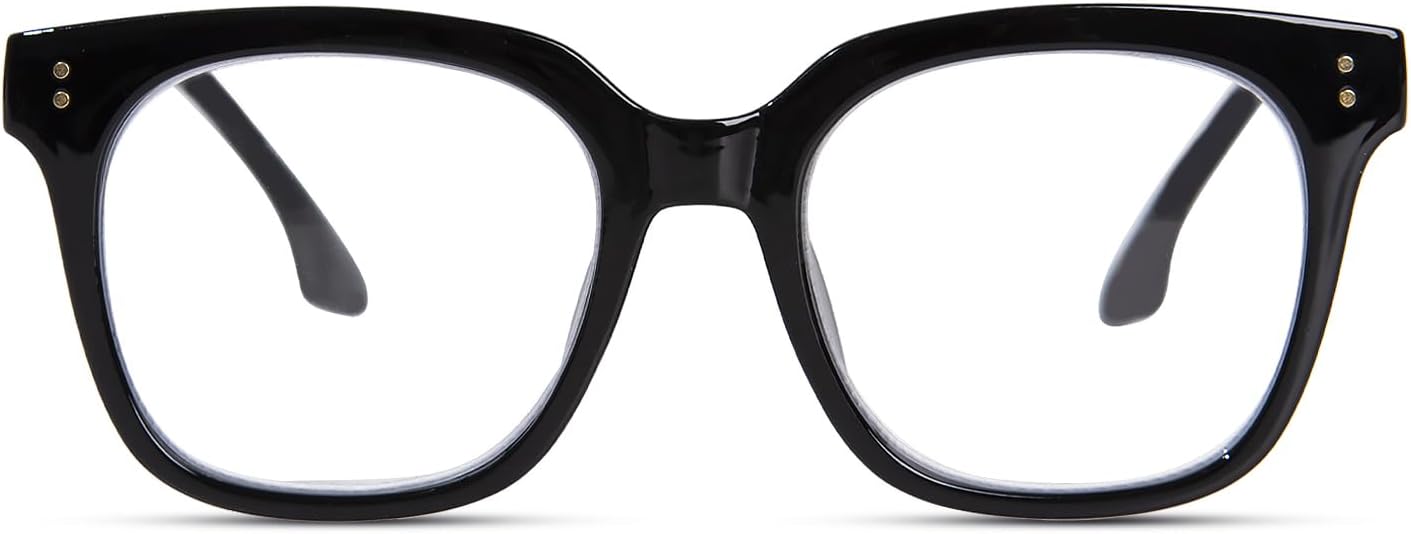 Oversized Reading Glasses for Women Men Large Square Frame Readers Trendy Eyeglasses with Spring Hinges