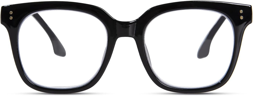 Oversized Reading Glasses for Women Men Large Square Frame Readers Trendy Eyeglasses with Spring Hinges