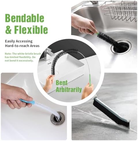 4pcs Flexible Cleaning Brush Set for Dryer Vents, Fridge Coils, HVAC Systems & Tight Spaces – Multi-Use Lint and Dust Remover with Crevice Brush and Detailing Tools