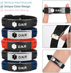 Medical Alert Bracelet for Women Men, Adjustable Medical Alert ID Silicone Wristband for Diabetic D.N.R Pacemaker Epilepsy