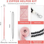 Zipper Helper Pull for Dresses 2 Pack Zipper Puller Helper with 5 Different Types Hooks Dress Zipper Pull Helper Assistant for Elderly and Pregnant Women(Pink)