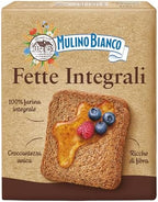 Mulino Bianco Fette Integrali 11.11oz (315g) – Authentic Italian Whole Wheat Toasted Bread – High in Fiber, Perfect for Breakfast, Snacks, and Appetizers – Made with Natural Ingredients and No Palm Oil