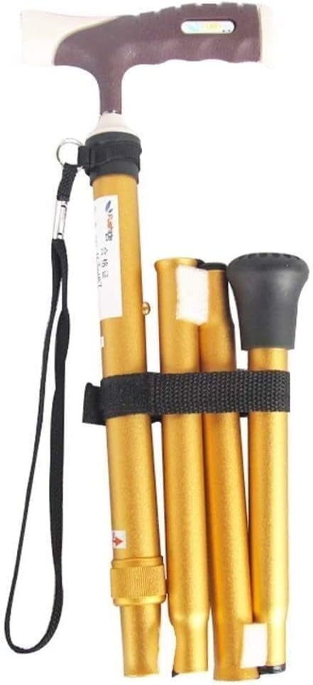 GeRRiT Crutch for The Elderly Folding Walking Stick for The Elderly Safe Additional Scales, Height Adjustable Aluminum Ladder, Crutches for The Elderly Man Woman Man W Decorate, Gold B