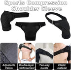 Charunee Shoulder Brace for Men & Women, Adjustable Shoulder Compression Sleeve Fits Left & Right Arms, Breathable Rotator Cuff Relief Brace for Pain Relief Compatible with Hot/Cold Pack (1, Black)