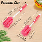 3 Pack Sponge Cleaning Brush Soft Foam Sponges Bottle Scrubber Dishwashing Brushes with Adjustable Long Plastic Handle for Home Kitchen Baby Bottle Coffee Glasses Pot