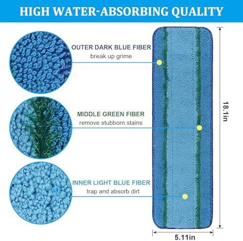 3 Pack Deep Clean Pads Replacement for Bona Family of Mops, Washable & Reusable Microfiber Cleaning Pad for Hardwood and Multi-Surface Floors Cleaning Head, Wet/Dry Mop