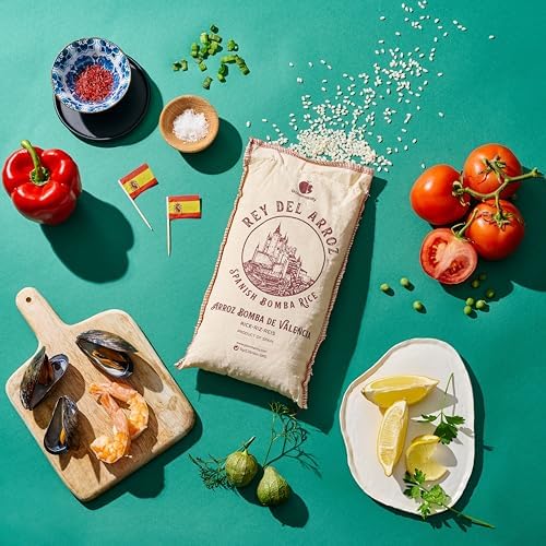 Gourmanity 2.2 lb Spanish Bomba Rice for Paella, Rey del Arroz Authentic Spanish Bomba Rice from Spain