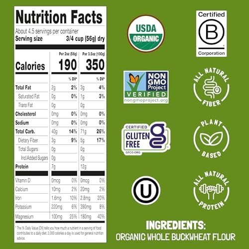 Felicia Gluten Free Pasta, Buckwheat Mezzi Rigatoni, Organic Noodles Made With 100% Whole Grain Buckwheat, Naturally High in Magnesium, Designed in Italy, Plant Based, Non GMO, 8.8 Oz, 6 Boxes