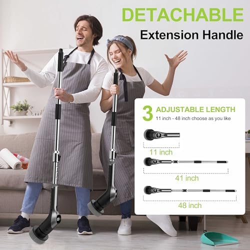 WKY-G3-Electric Spin Scrubber - Upgraded 10-in-1 IPX7 Waterproof Shower Cleaner Brush, Retractable Handle & 2-Speed for Toilet, Bathroom, Bathtub, Tile Floors Black