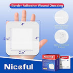 50 Count Adhesive Gauze Island Dressing 4" x 4", Water-Resistant Wound Dressing, Sterile & Absorbent Medical Grade Dressing Pad First Aid Dressing Pads