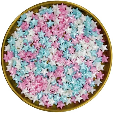 10mm Mixed Colour Sprinkles Edible Stars Cake Decorating Stars Cake Decorations Cupcake Toppers Cookie Decorating Perfect for Cakes,Cupcakes,Desserts Toppings 3OZ