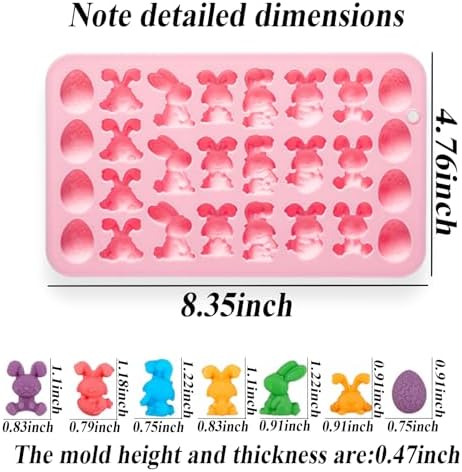 2 Pack Easter Silicone Molds, 27-Cavity Bunny Egg Chocolate Molds Shape Tray for Cake, Pudding, Jelly, Cupcake Decorations, Ice Cube, Biscuits and Cake Decorating, DIY Crafts