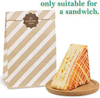 BagDream 4LB Small Paper Lunch Bags 5x2.95x9.45 Inches 100Pcs Kraft Brown Lunch Paper Bags with White Stripe for Craft, Snack, Gifts, Packing, Storage