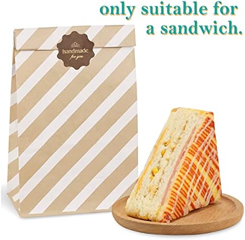 BagDream 4LB Small Paper Lunch Bags 5x2.95x9.45 Inches 100Pcs Kraft Brown Lunch Paper Bags with White Stripe for Craft, Snack, Gifts, Packing, Storage
