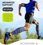 HiRui Calf Compression Wraps, 71" Adjustable Elastic Bandage Sleeves, Lower Leg Calf Support for Men & Women, Shin Splints Relief, Varicose Veins, Fitness, Running, Basketball, Soccer (1, Navy Blue)