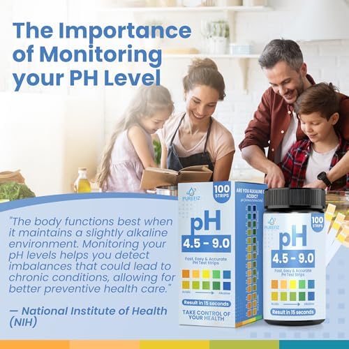 pH Test Strips for Urine & Saliva – 100 Easy-to-Use Strips for Fast, Accurate pH Testing at Home, Get Clear Acid-Alkaline Balance Results in Seconds, Perfect for Tracking Your Body's pH, 4.5-9.0 Range