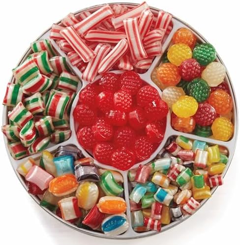 The Swiss Colony Traditional Christmas Candy Tin - 1 lb. 14 oz. Net Wt.: Old Fashioned Hard Candy Mix, Raspberry Drops, Pillows - Perfect Sweets Gift Box for All Occasions & Grandparents
