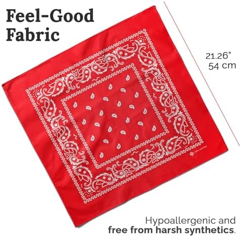 ZENO 100% Cotton & Natural Fibers Bandana Scarf - Soft, Durable, Machine Washable – Unisex for Men & Women