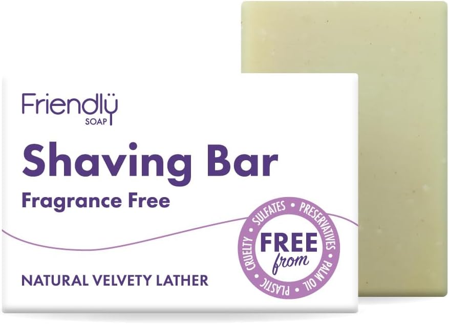Friendly Soap Handmade Natural Fragrance Free Shaving Soap - Smooth, Gentle, sensitive 95g