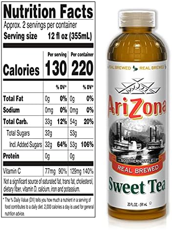 AriZona Sweet Tea Premium Brewed Southern Style, 20 Fl Oz, Pack of 24
