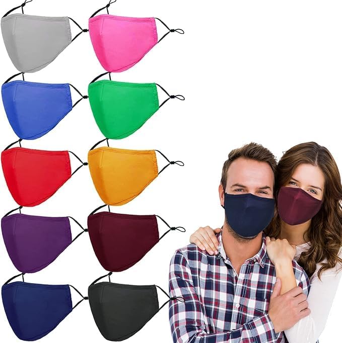 Washable Reusable Cloth Face Masks for Women Men 10 Pack
