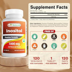 Best Naturals Inositol 1000 mg 120 Tablets (120 Count (Pack of 1)) (120 Count (Pack of 2))