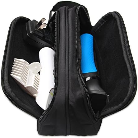 Damero Travel Organizer, Men Grooming Storage Bag with Two Compartments for Electronic Shaver, Hair Clipper, Beard Trimmer and Attachment, Roomy, Lightweight and Portable, Black