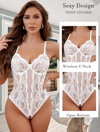 Avidlove Sexy Lingerie for Women Lace Teddy Bodysuit Deep V Cut Out Babydoll One Piece lingerie