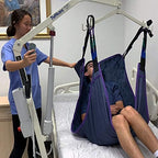 Electric Patient Lift - Rhino Lift with Manual Low Base - with Full Body Sling(Medium), 450 lb. Weight Capacity.