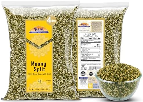 Rani Moong Split (Split Mung Beans with Skin) Lentils Indian 64oz (4lbs) 1.81kg Bulk ~ All Natural | Gluten Friendly | Non-GMO | Kosher | Vegan | Indian Origin