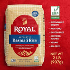 Royal - Naturally Aged Authentic Long Grain Indian White Basmati Rice, 2 lb (Pack of 2)
