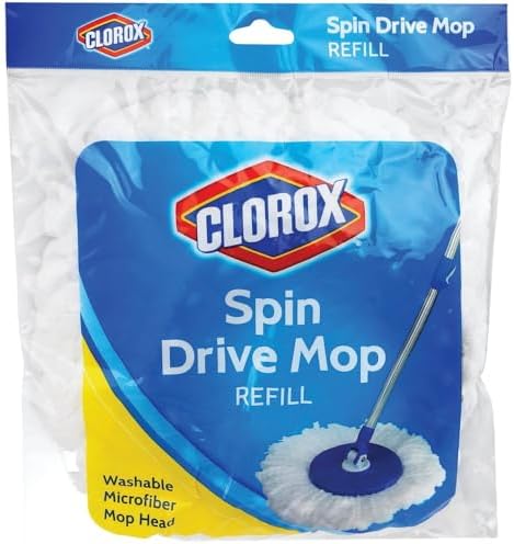 Clorox Spin Dry Mop Machine-Washable Refill Head, One Refill, White