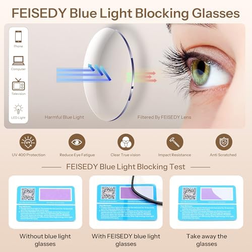 FEISEDY Progressive Multifocal Reading Glasses for Women Men Blue Light Blocking Near-Far Dual Use Sports Square Frame B0397