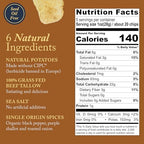 Vandy Crisps Potato Chips - Seed Oil Free Snacks - Gluten Free Potato Chip - Made with Potatoes, Grass-Fed Beef Tallow, Sea Salt, & French Onion Blend - 6 Pack, 5 Ounce Each (French Onion)